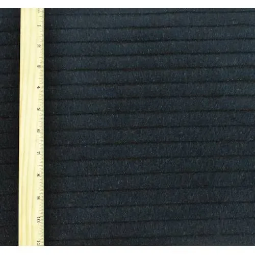 3 1/8 YD PC-Ebony Black Brush Wool Blend Stripe Jacketing Fabric