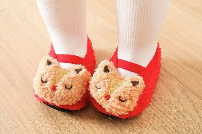 3D Cute Animal Winter Plush First Walker Shoes