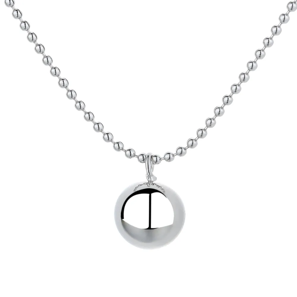 925 Sterling Silver Ball Bead Pendant Necklace