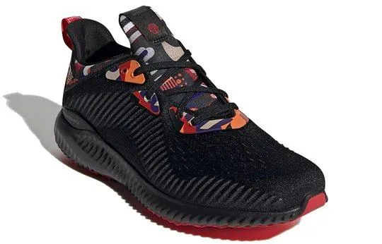 Adidas Alphabounce 1Chinese New Year Scarlet Low-Top Sneakers Fabric Black Colour For Men