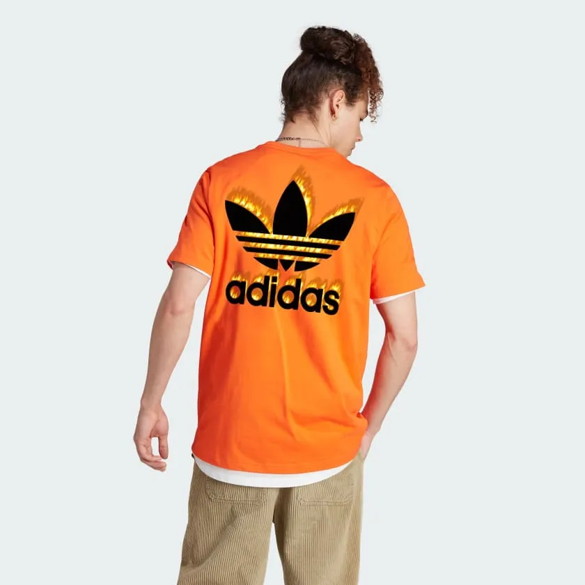 ADIDAS GRAPHICS FIRE TREFOIL T-SHIRT - ORANGE