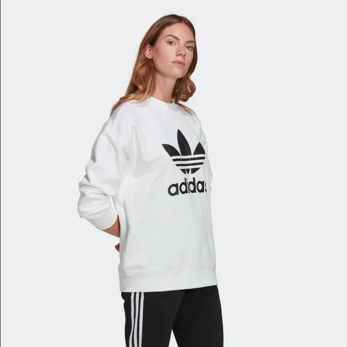 Adidas Originals Felpa da donna girocollo trfoglio Trefoil Crew GN2961 bianca