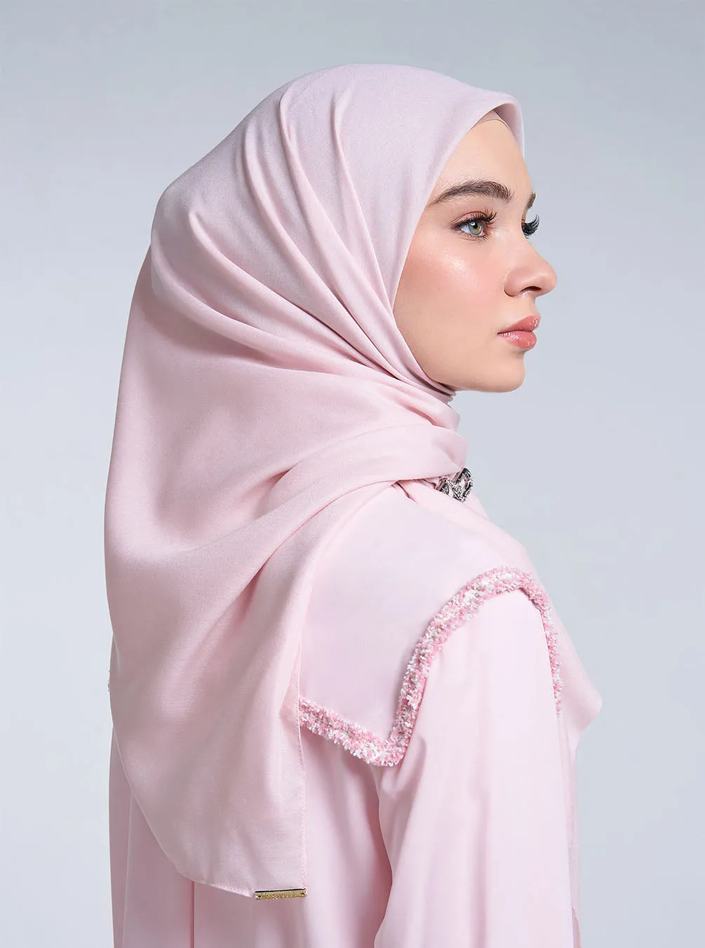 AIRY VOILE SCARF PLAIN POWDER PINK