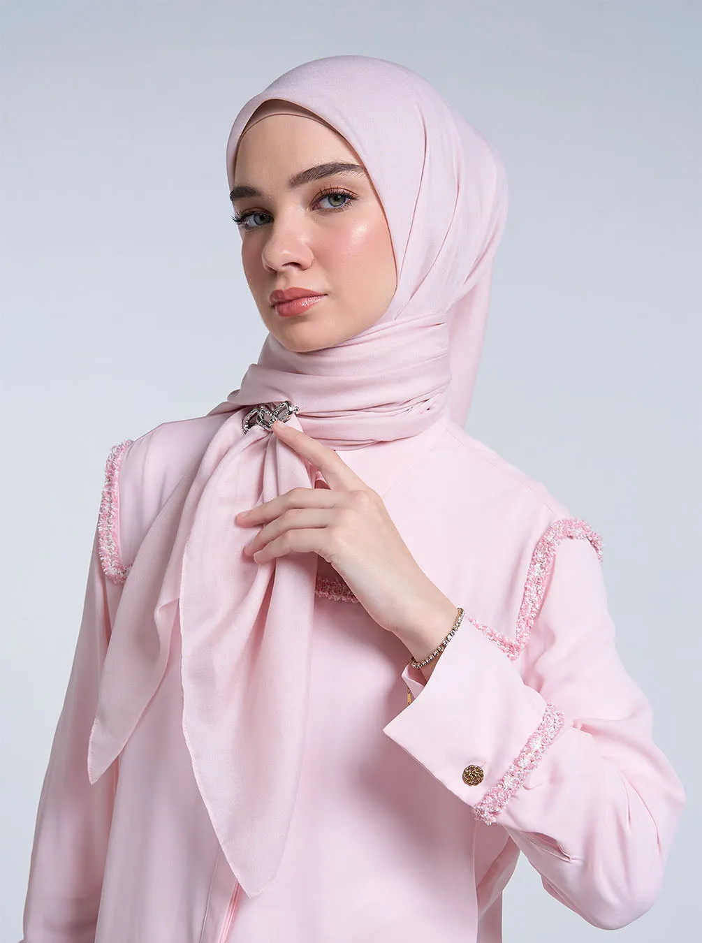 AIRY VOILE SCARF PLAIN POWDER PINK