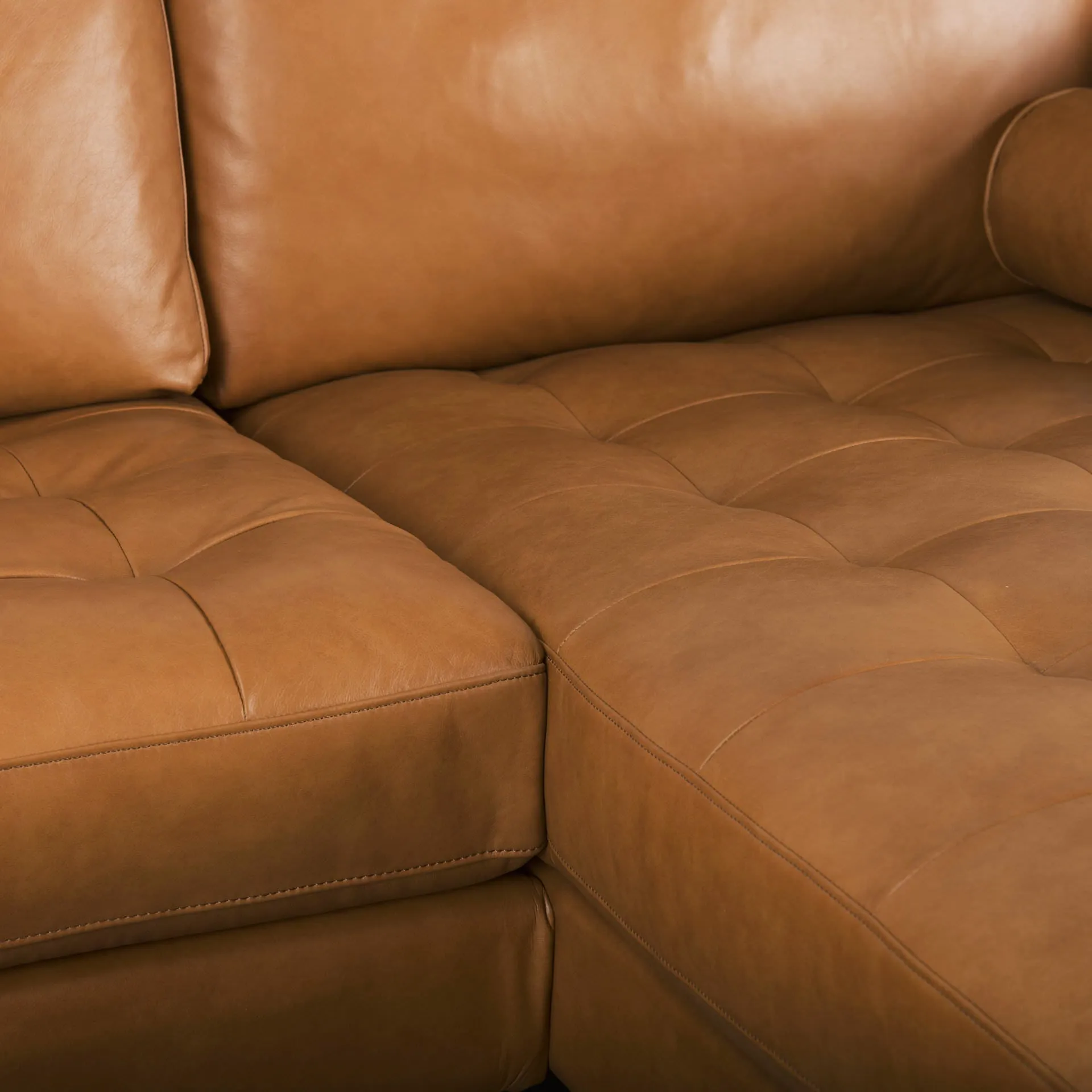 Arne Sofa Sectional in Tan Leather | Right Chaise