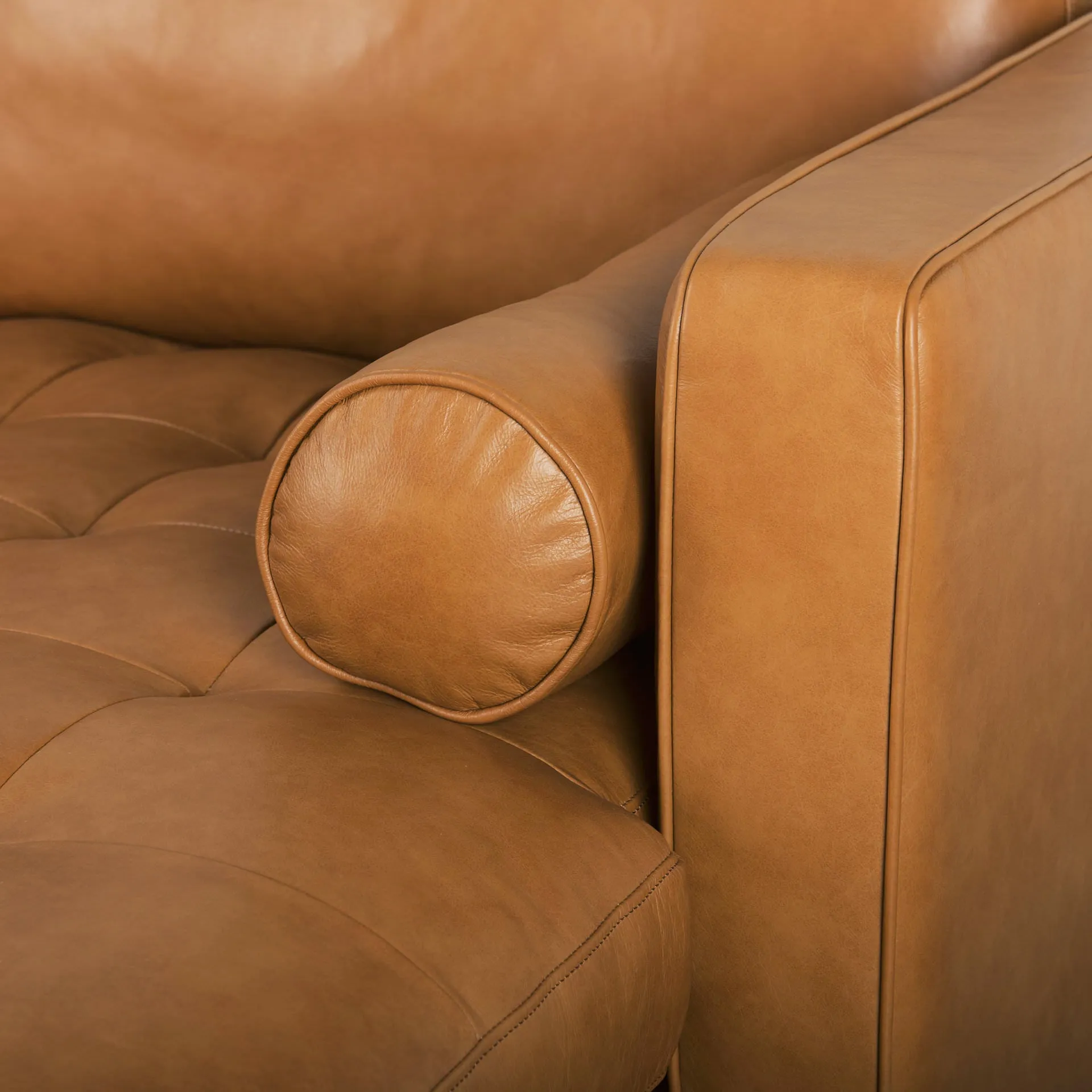 Arne Sofa Sectional in Tan Leather | Right Chaise