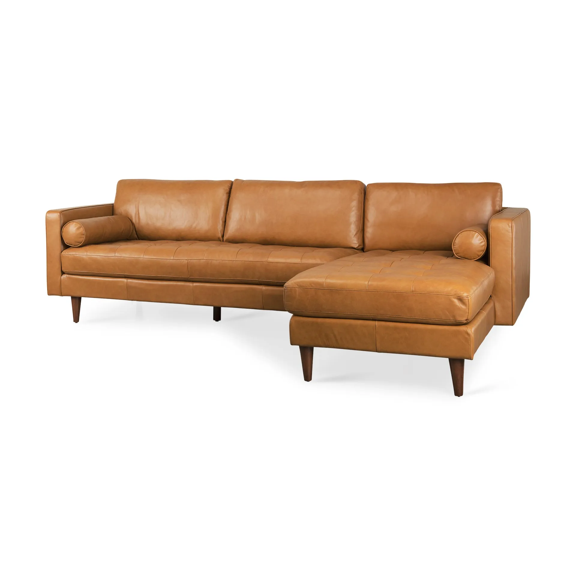 Arne Sofa Sectional in Tan Leather | Right Chaise