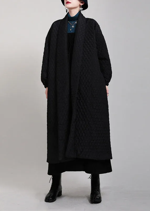 Art Black Oversized Side Open Fine Cotton Filled Puffers Coats Winter