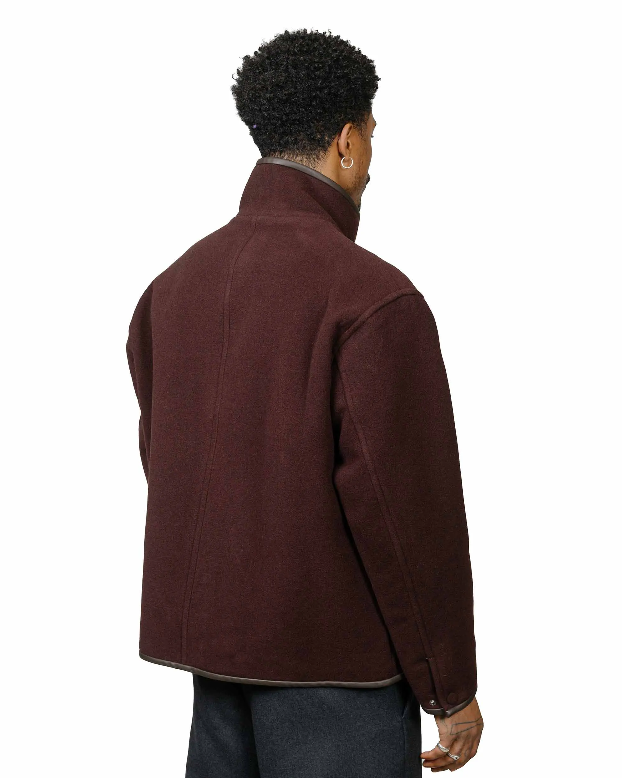 Auralee Double Cloth Heavy Wool Pile Zip Blouson Dark Brown