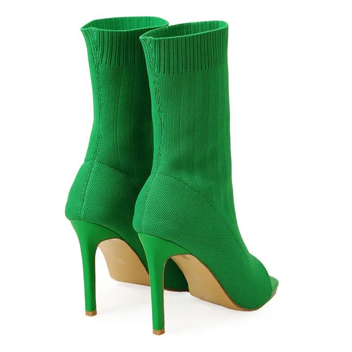 binfenxie-Women Peep-Toe High-Heeled Boots