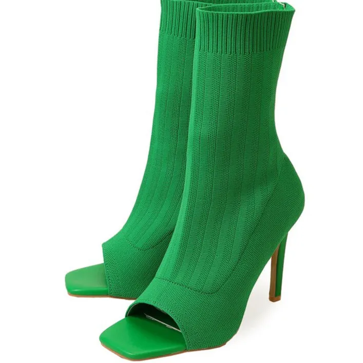 binfenxie-Women Peep-Toe High-Heeled Boots