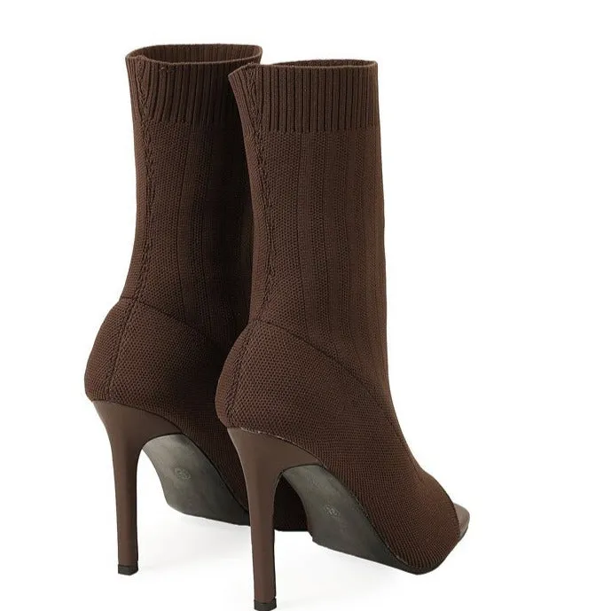 binfenxie-Women Peep-Toe High-Heeled Boots