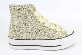 Converse All Star Platform Total Glitter Gold Champagne & Strass
