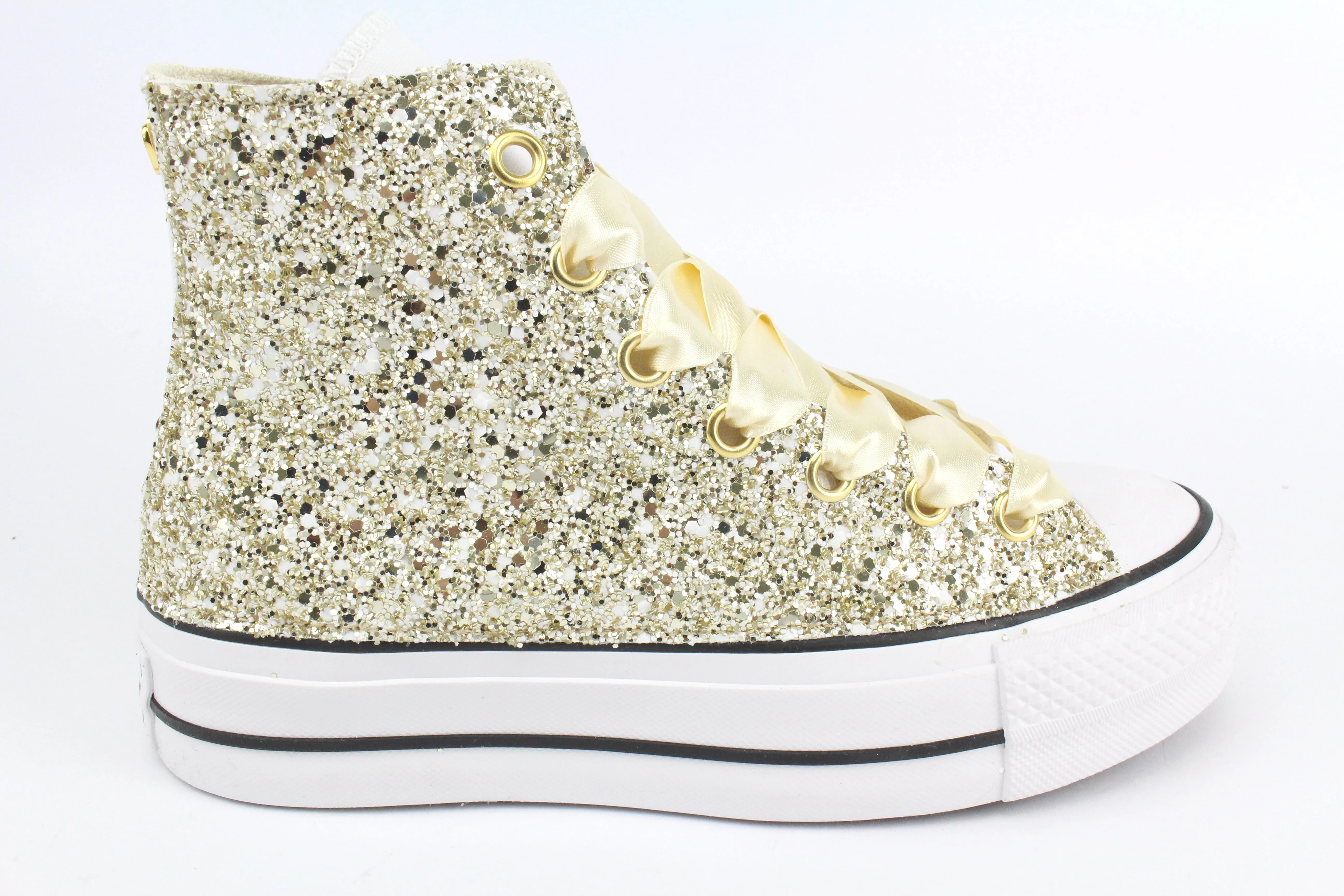 Converse All Star Platform Total Glitter Gold Champagne & Strass