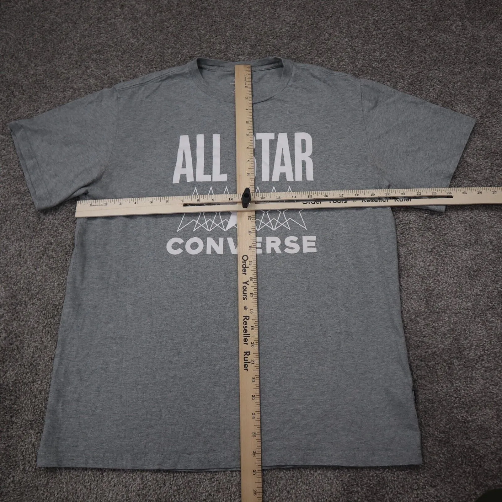 Converse Mens T Shirt Top Short Sleeve Crew Neck Tee 100% Cotton Gray Size Large