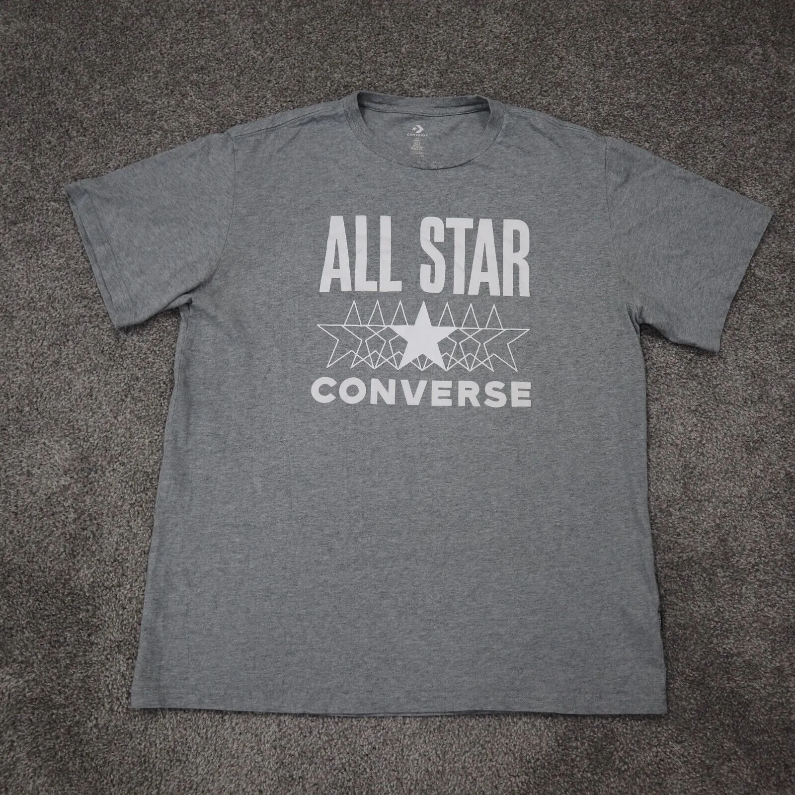 Converse Mens T Shirt Top Short Sleeve Crew Neck Tee 100% Cotton Gray Size Large