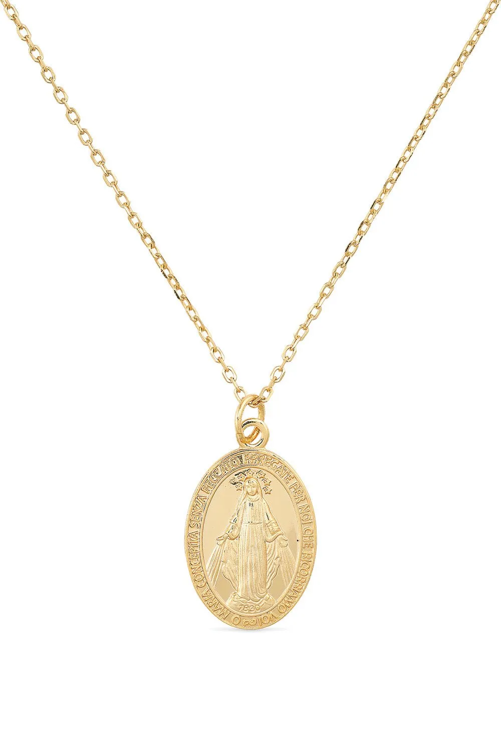 Dainty 14K Gold Virgin Mary Miraculous Medal Choker Necklace