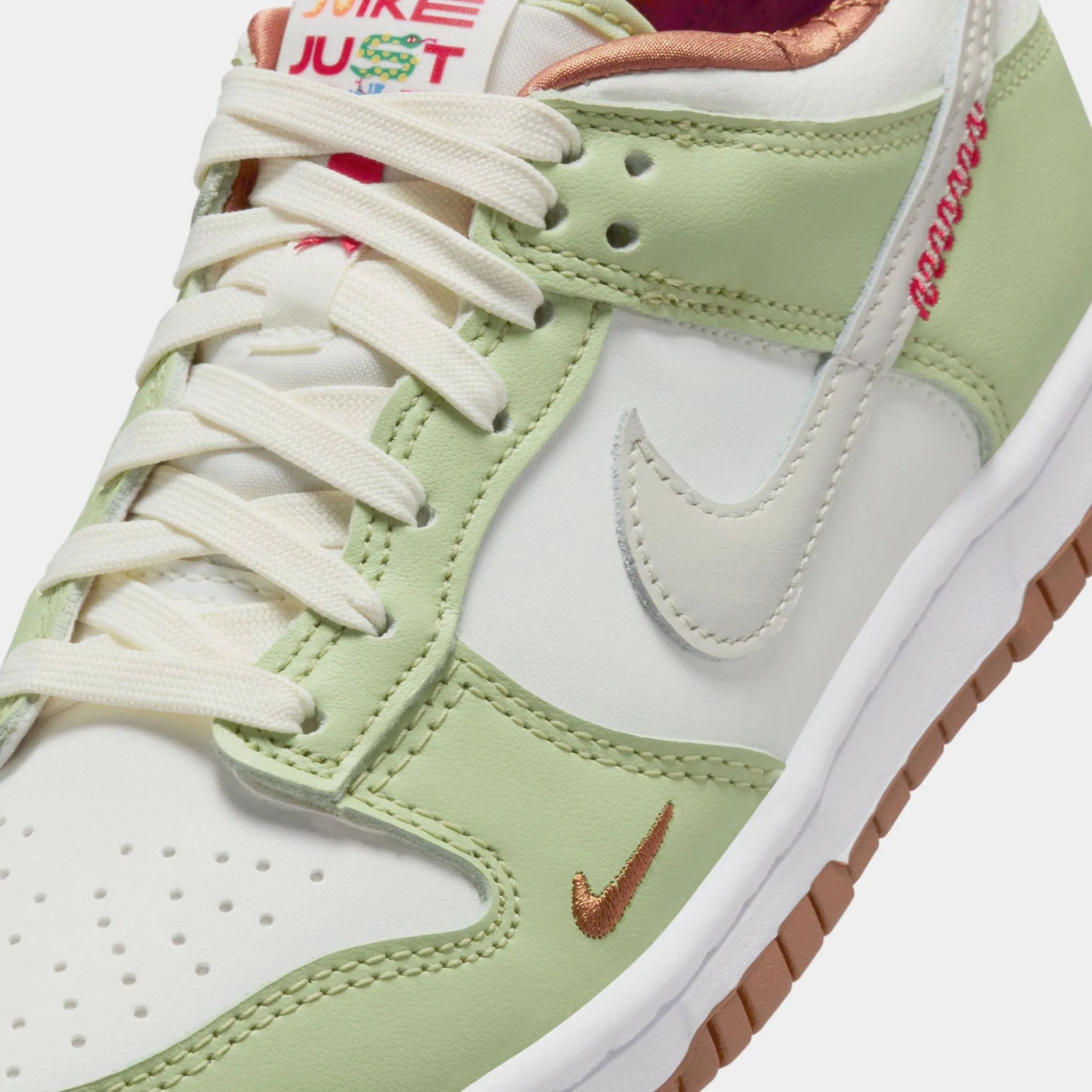 Dunk Low Year Of The Snake Grade School Lifestyle Shoes (Sail/Light Bone/White/Olive Aura/Light British Tan/University Red)