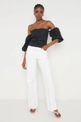 Elle Bardot Puff Sleeve Blouse - Black
