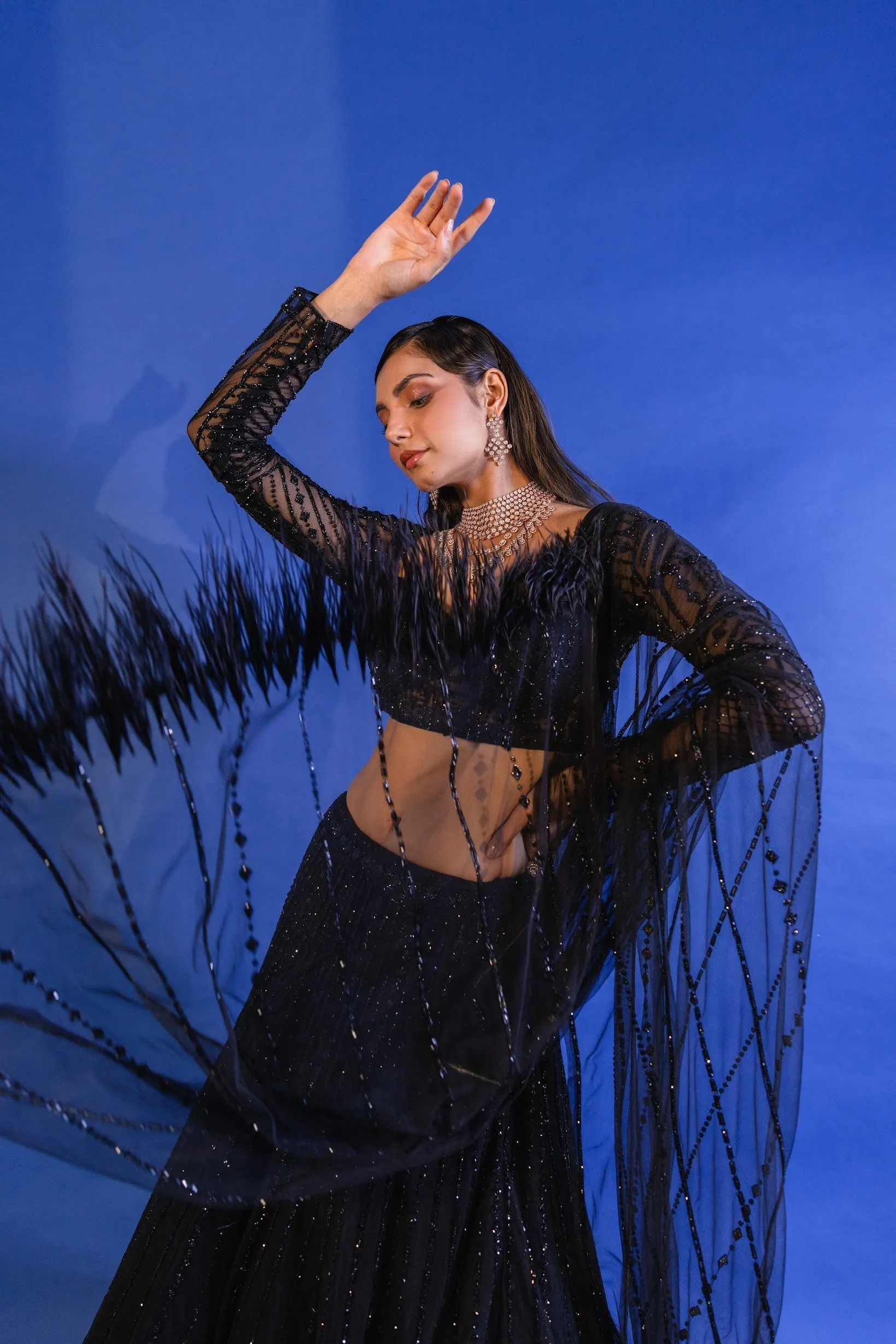 Exclusive Bollywood Black Sequins Lehenga