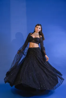 Exclusive Bollywood Black Sequins Lehenga