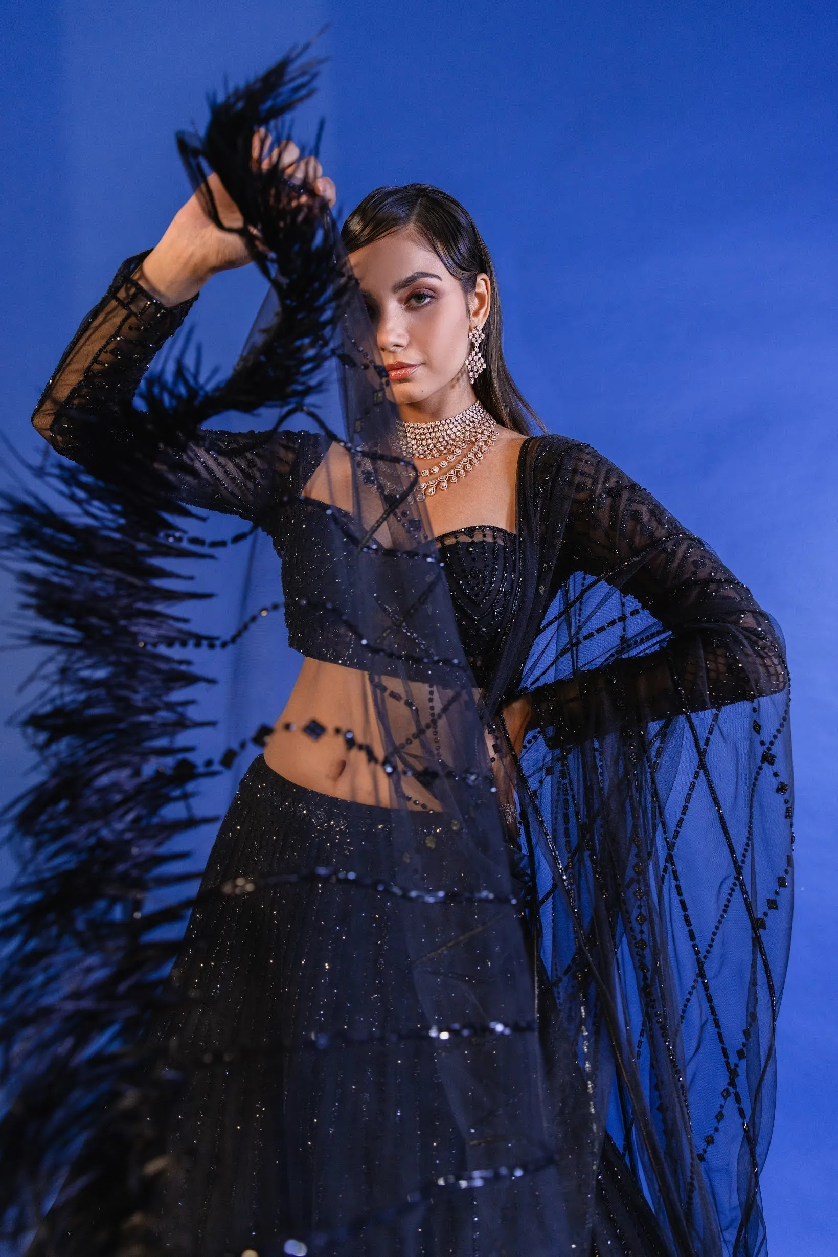 Exclusive Bollywood Black Sequins Lehenga