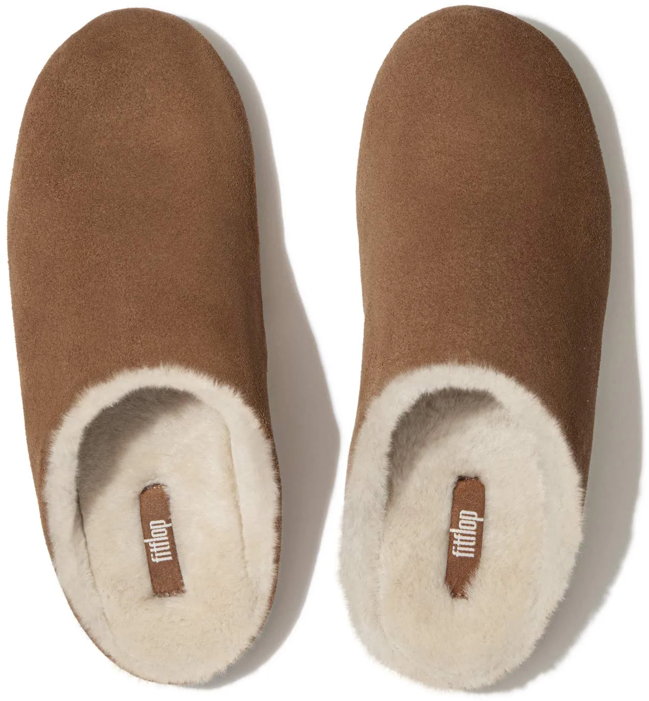 FitFlop Women's Chrissie Shearling Slipper Mule, Tumbled tan