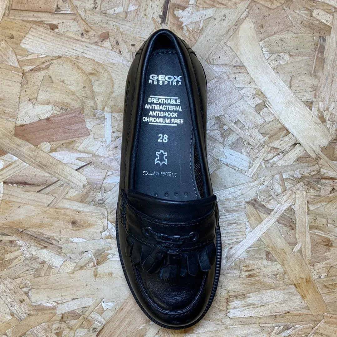 Geox Kids Agata A Smooth Leather School Shoe - Black