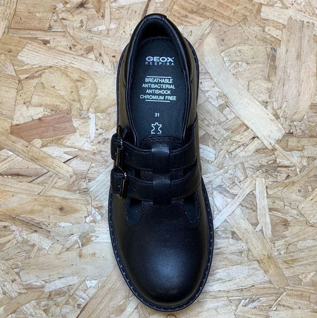 Geox Kids Casey D Smooth Leather School Shoe - Black