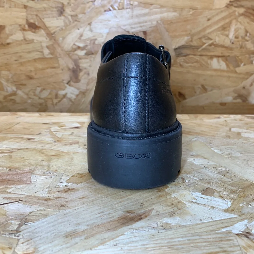 Geox Kids Casey D Smooth Leather School Shoe - Black