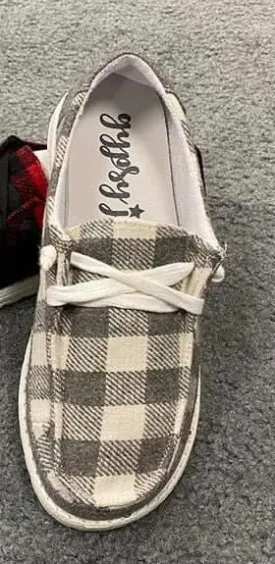 Gypsy Jazz Grey Plaid Slip On