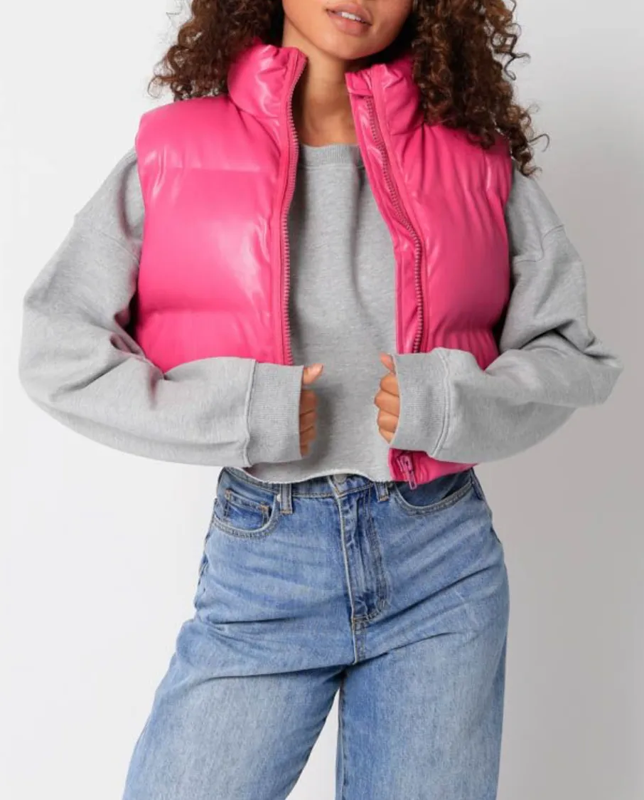 High neck puffer vest