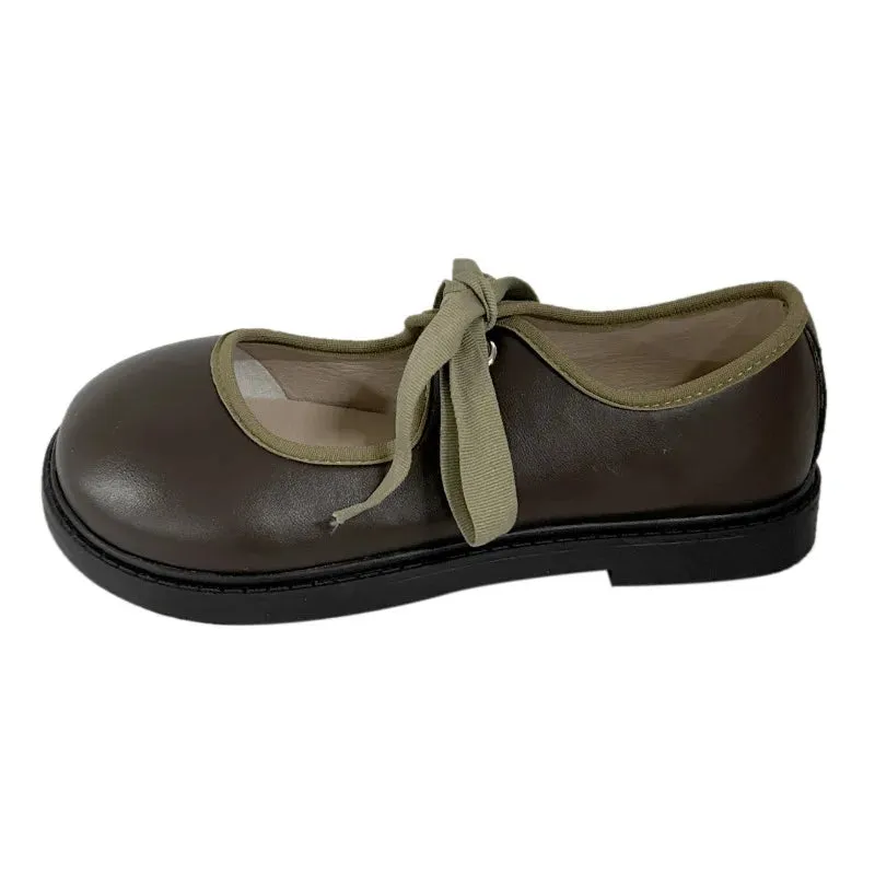Hnzxzm Casual Woman Shoe Female Footwear Oxfords Bow-Knot Round Toe Summer Dress Leather Butterfly New Cross Rubber Solid Leisure Lace