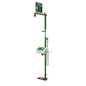 Hughes 18G45G Indoor Galvanized Combination Safety shower with Eye/Face Wash - Bottom Bottom Entry