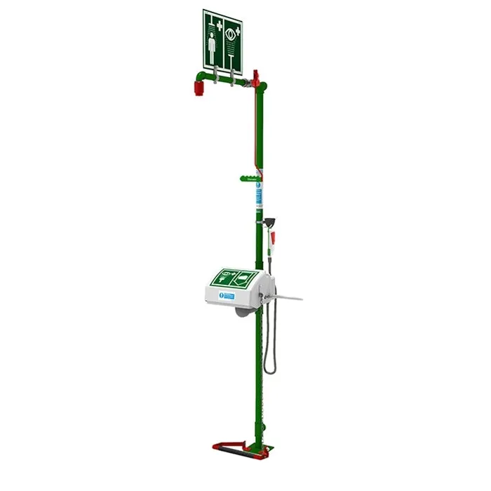 Hughes 18G45G Indoor Galvanized Combination Safety shower with Eye/Face Wash - Bottom Bottom Entry