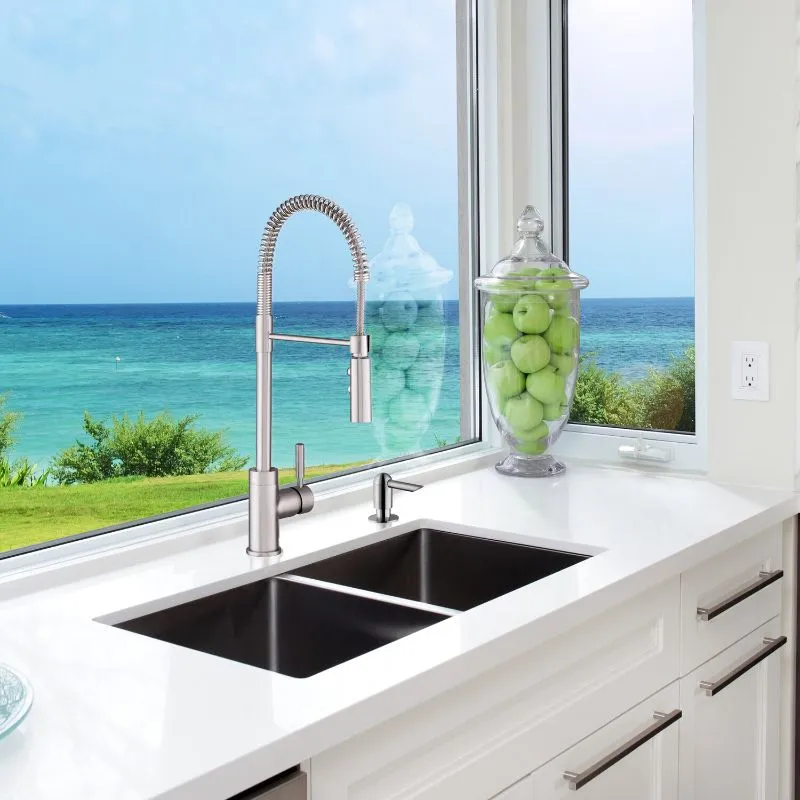 Industrial Single-Handle Pull-Down Kitchen Faucet in Brushed Nickel