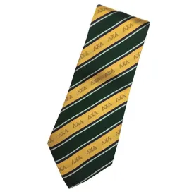 Lambda Chi Dark Green and Gold Striped Silk Tie