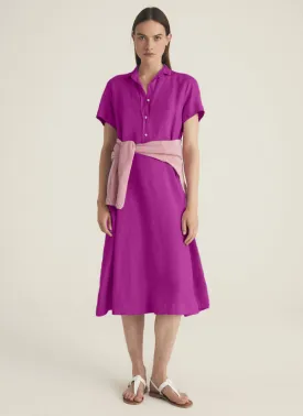 Linen Short-Sleeve Shirt Dress
