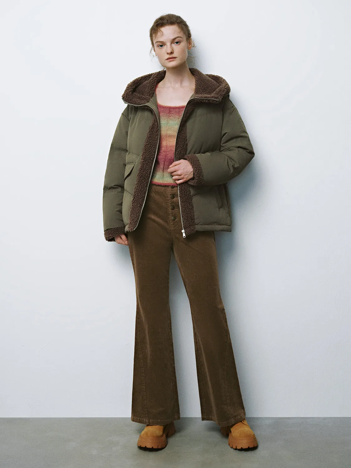 Quilted Down Puffer Shearling Jackets