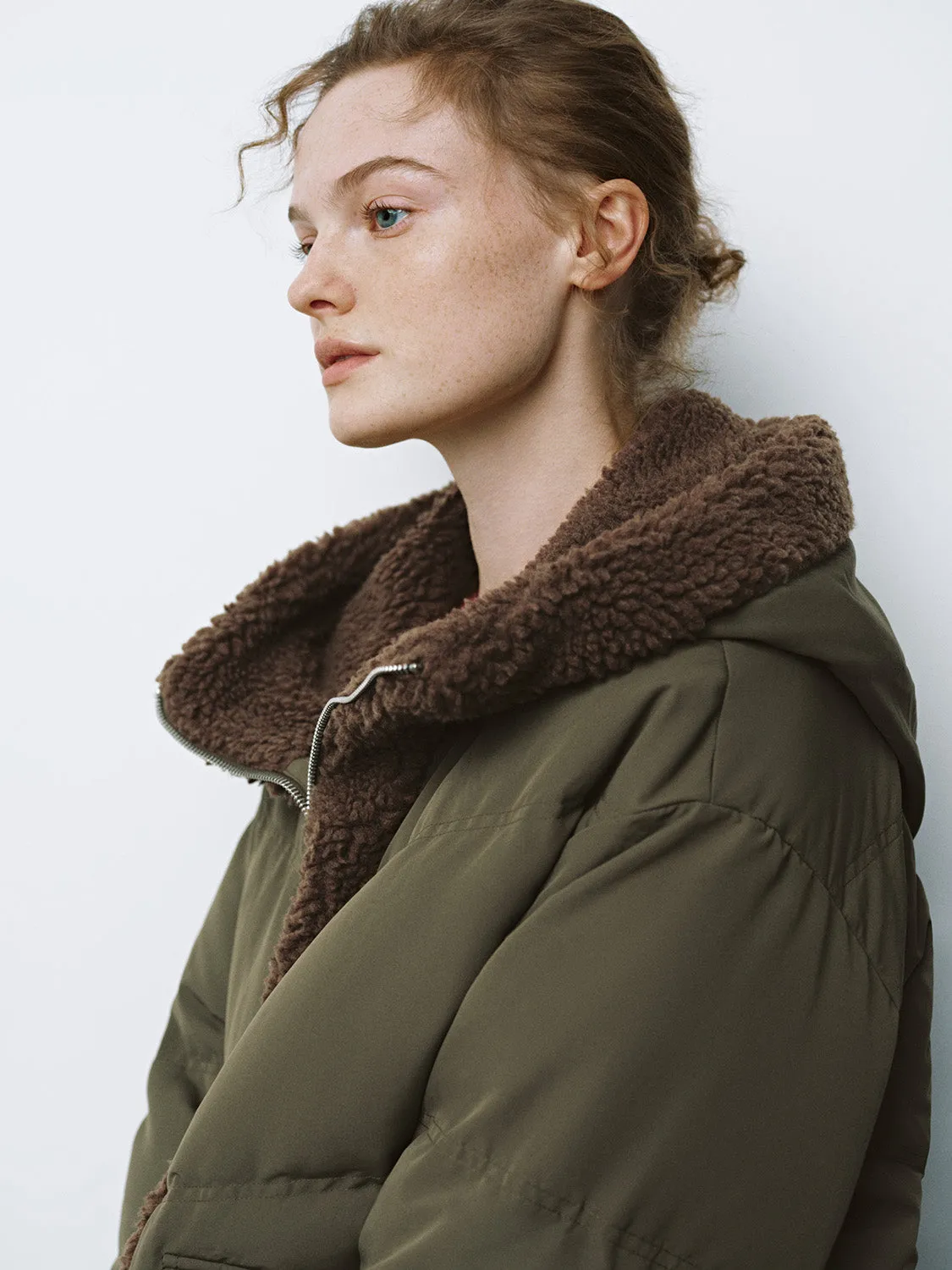 Quilted Down Puffer Shearling Jackets