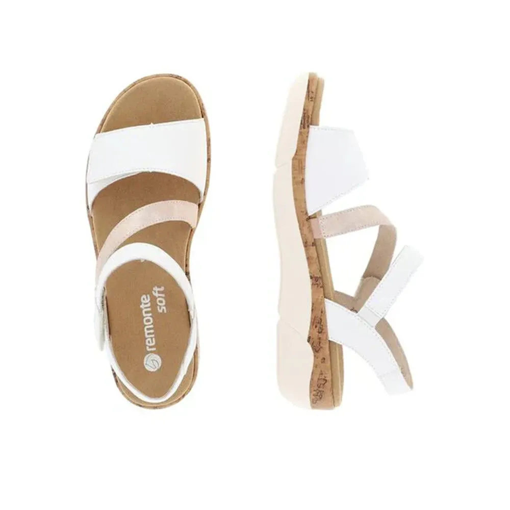 REMONTE THREE STRAP ADJUSTABLE SANDAL WHITE - WOMENS