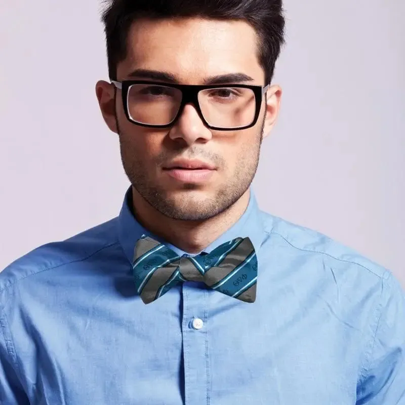 Sale! Phi Delt Blue and Gray Striped Silk Bow Tie