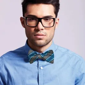 Sale! Phi Delt Blue and Gray Striped Silk Bow Tie