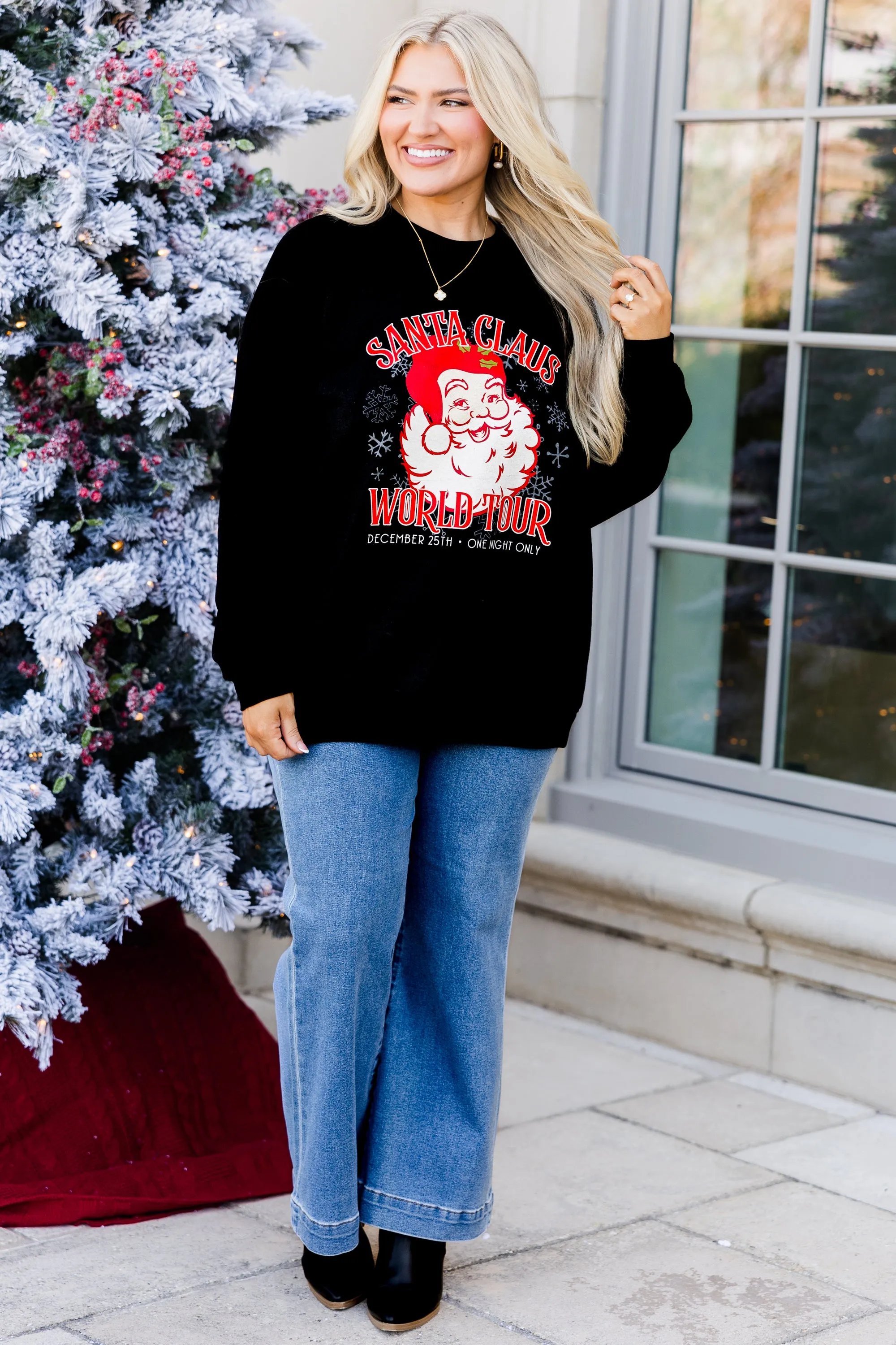 Santa's World Tour Pullover, Black