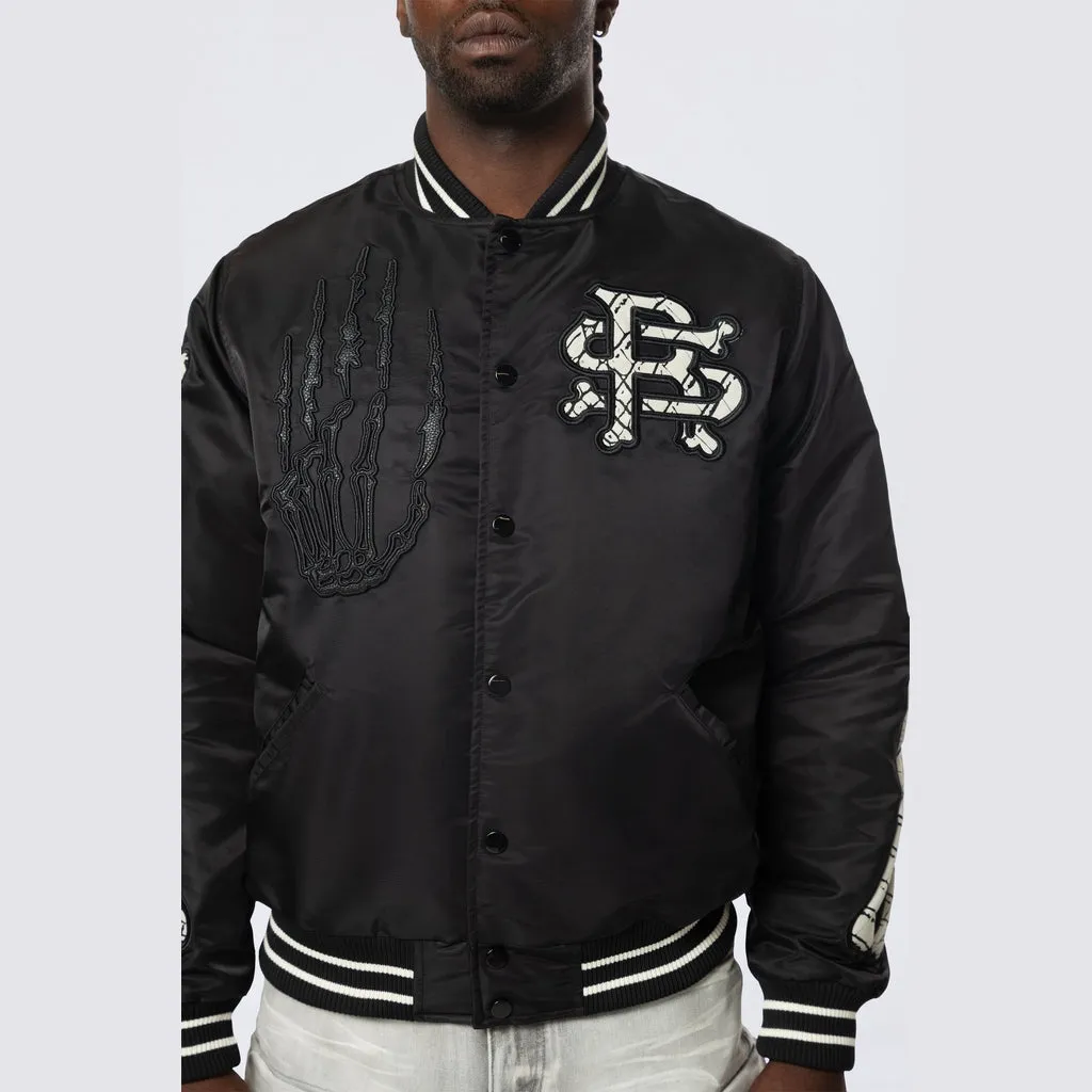 Satin Stadium Jacket - Black