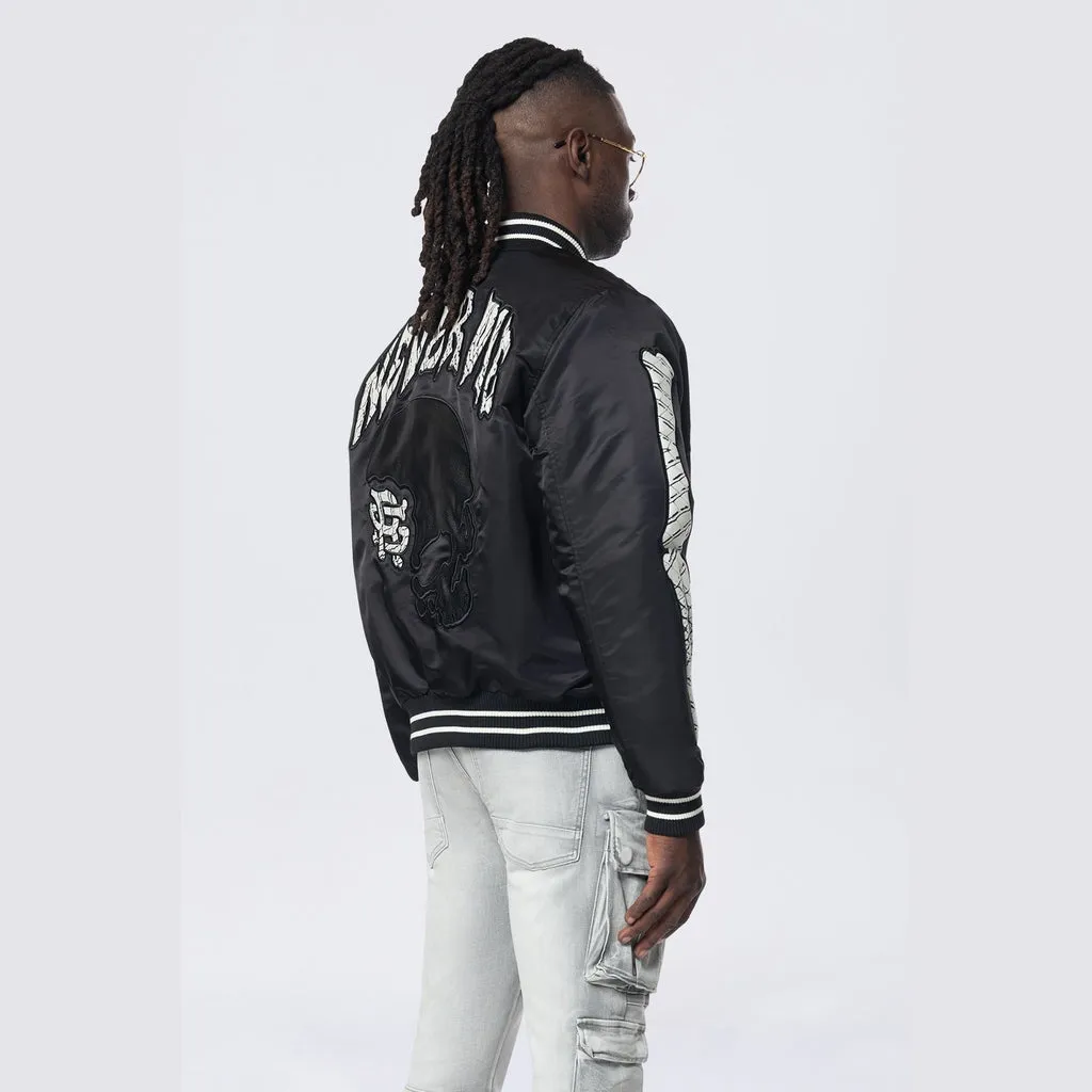 Satin Stadium Jacket - Black