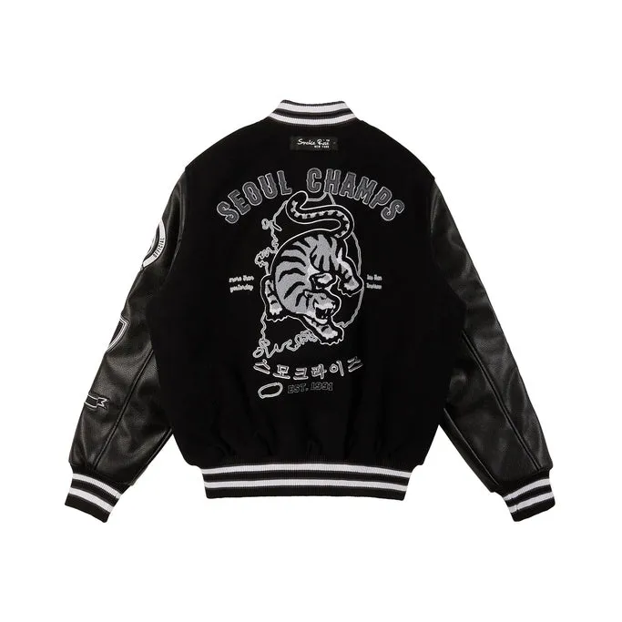 Seoul Varsity Jacket - Black