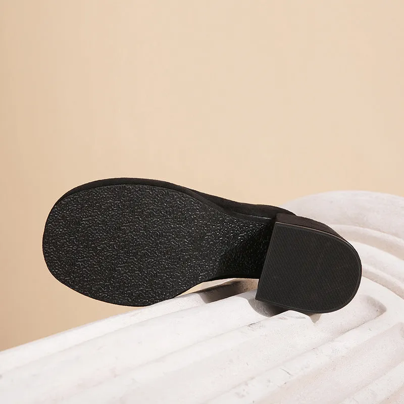 Suede Chunky Mules Heeled Pumps