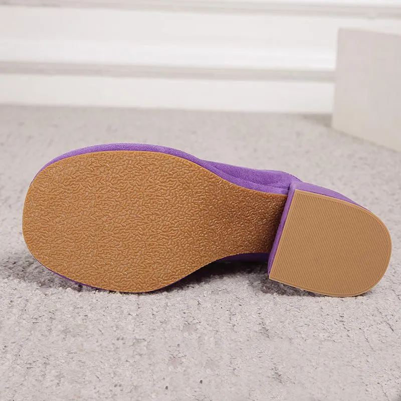 Suede Chunky Mules Heeled Pumps