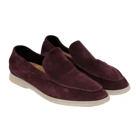 Summer Walk Burgundy Red Suede Slip On Loafer